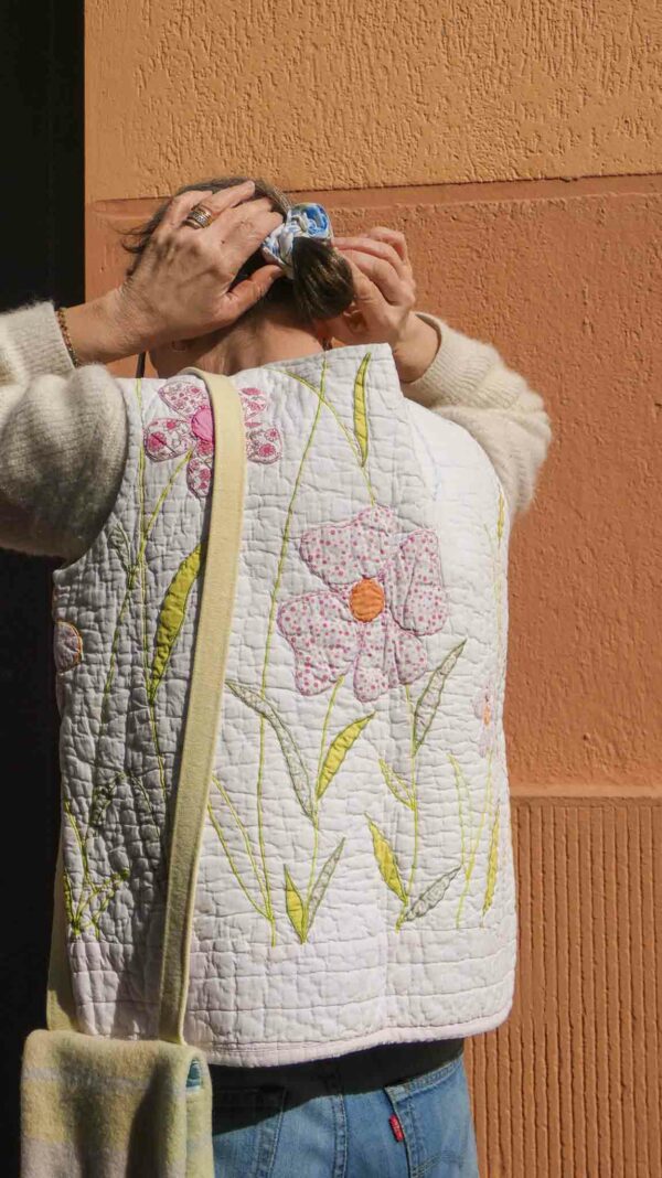 Gilet sans manches Boutis à patchs fleurs